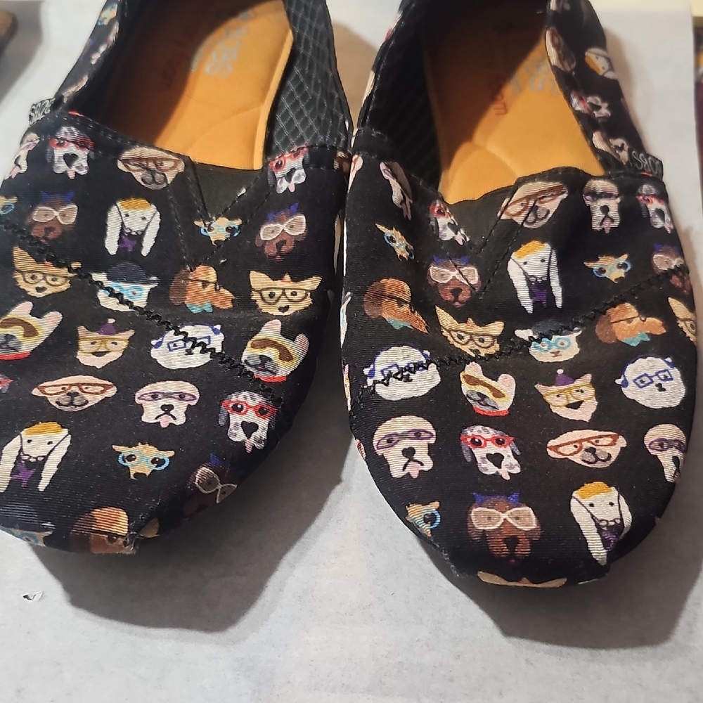 BOBS from Skechers Black Dog Print Slippers